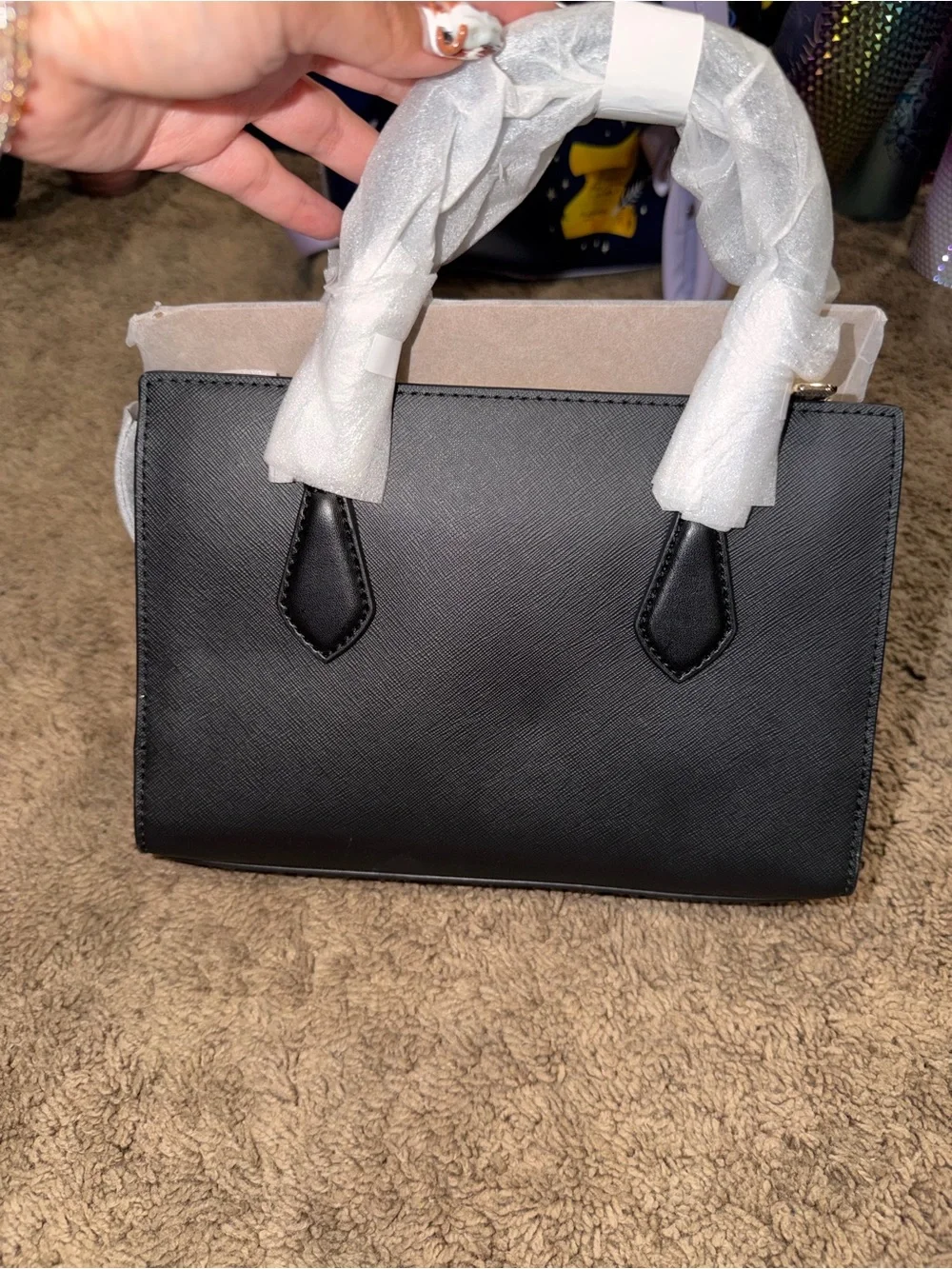 Michael Kors Black Saffiano Top-Handle Satchel